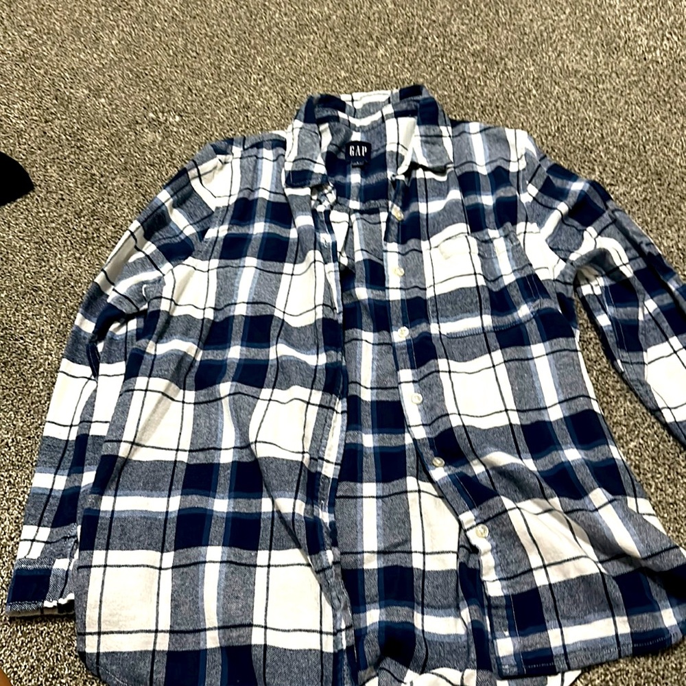 Navy and white flannel